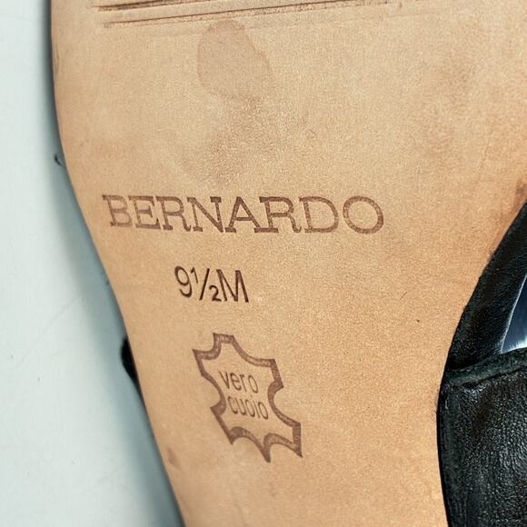 Bernardo Black Leather Adjustable Ankle Strap Block Heel Sandal Womens Size 9.5M - Picture 9 of 10